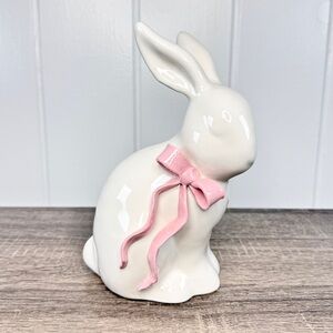 NEW Easter Bunny With a Pink Bow Figurine